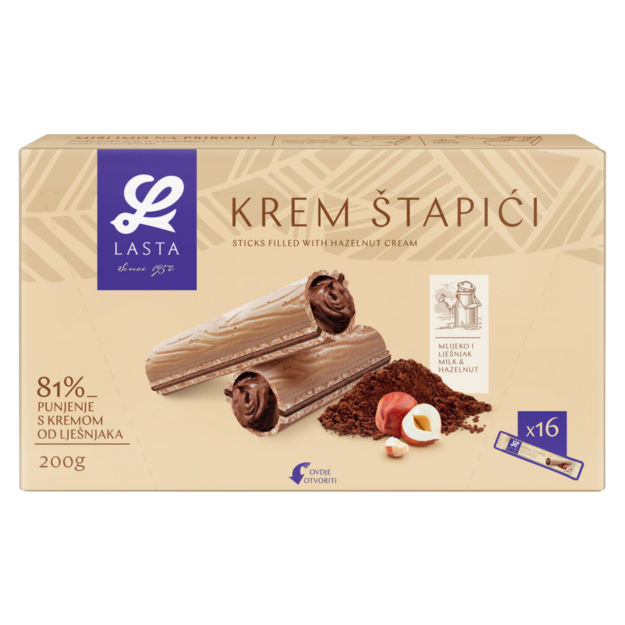Lasta Wafer sticks with hazelnut cream | Krem štapići s lješnjakom 200g - Magaza Online