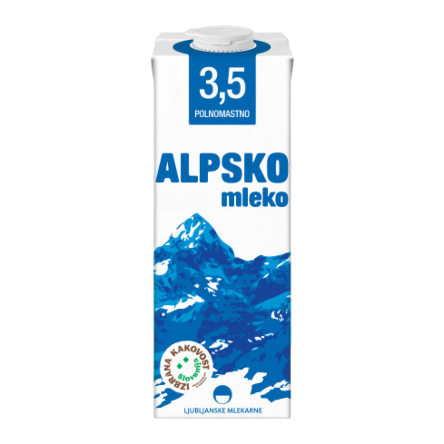 Ljubljanske Mlekarne Alpine whole milk | Trajno alpsko punomasno mleko 3.5% 1l - Magaza Online