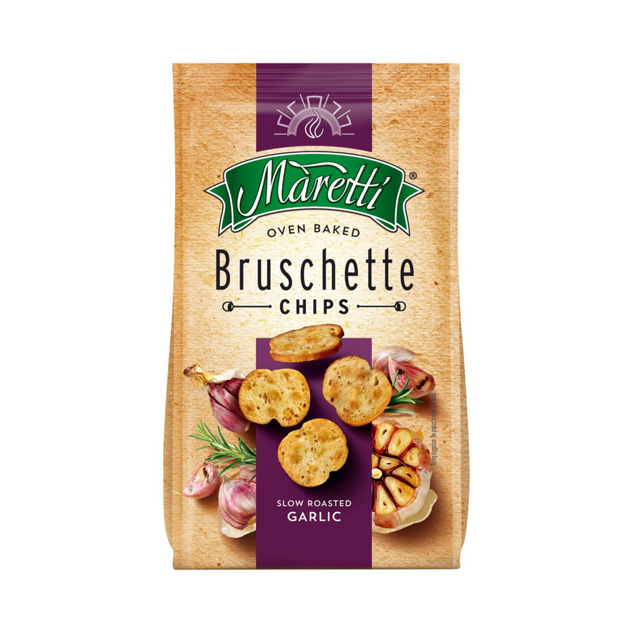 Maretti Bruschette chips Slow roasted garlic | Bruskete sa belim lukom 70g - Magaza Online