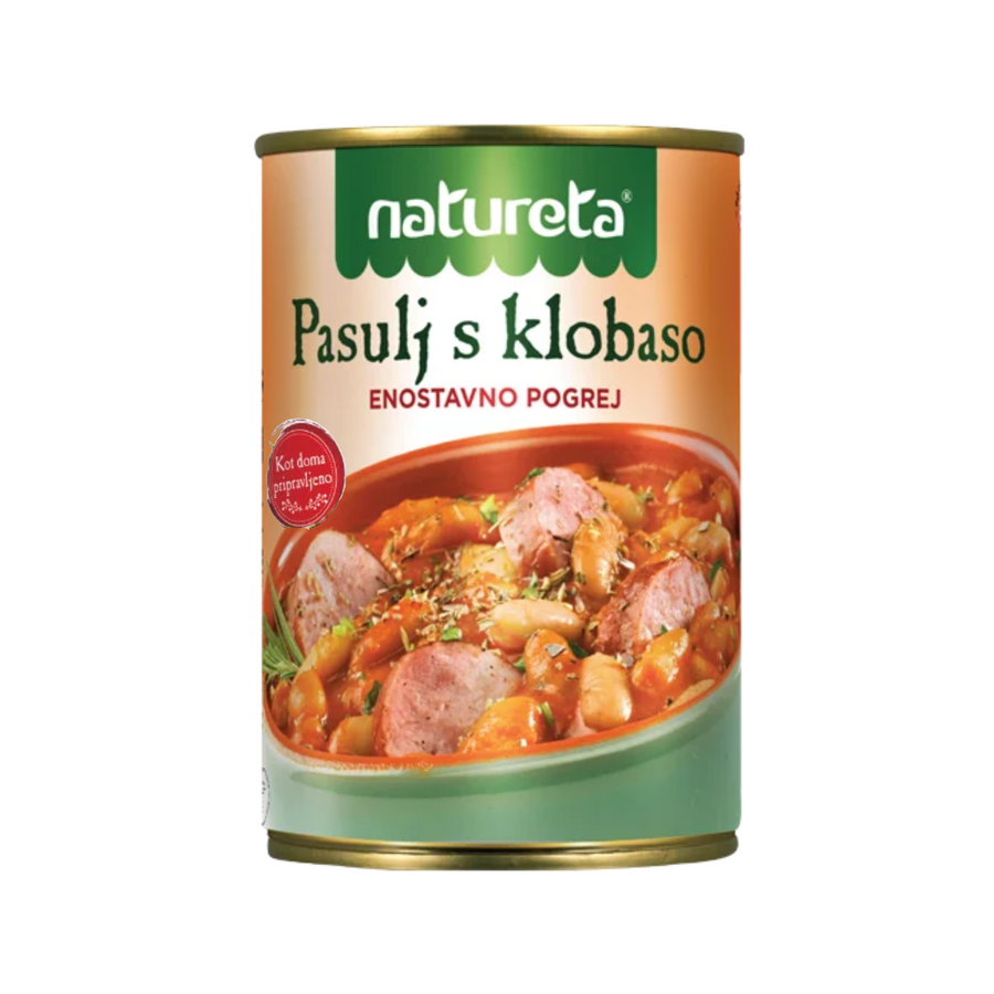 Natureta Bean stew with sausage | Pasulj s kobasicom 415g - Magaza Online
