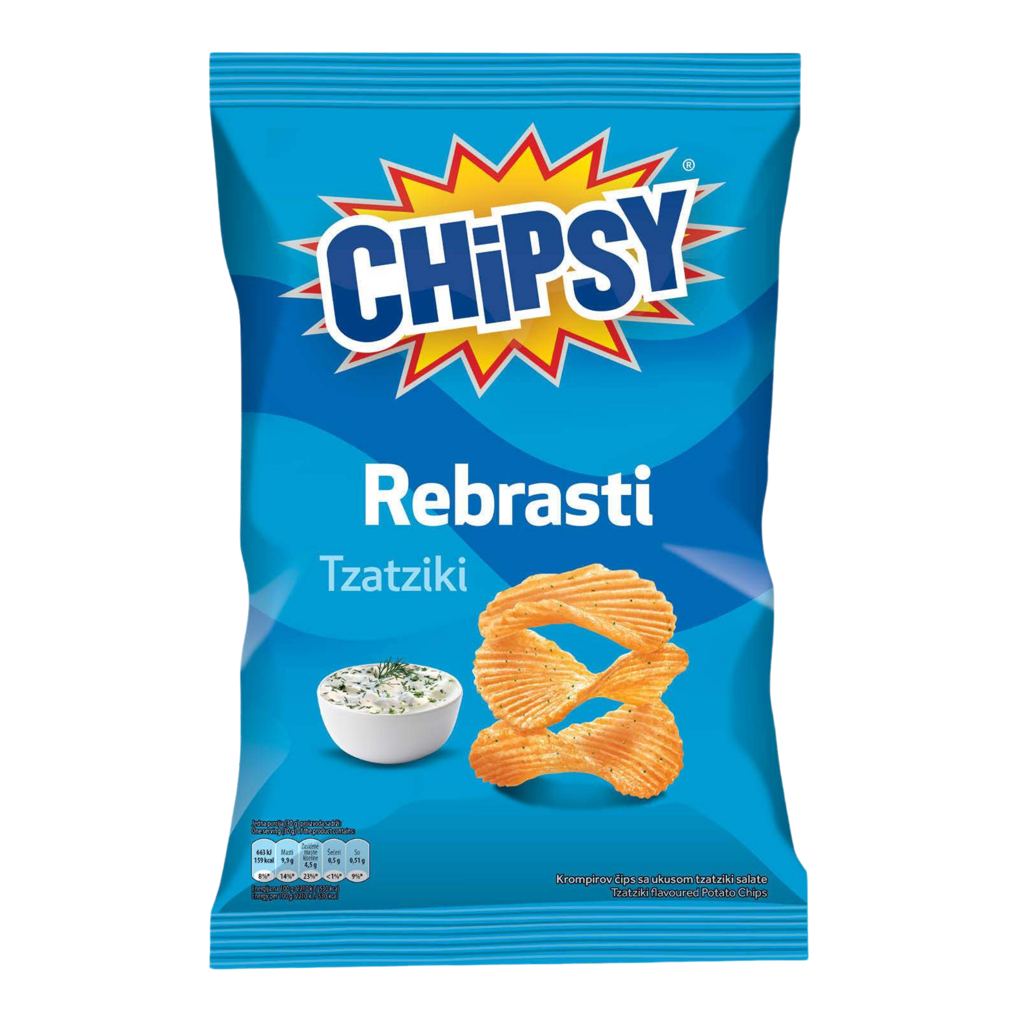 Marbo Chipsy Tzatziki ridge cut potato crisps | Tzatziki rebrasti čips ...