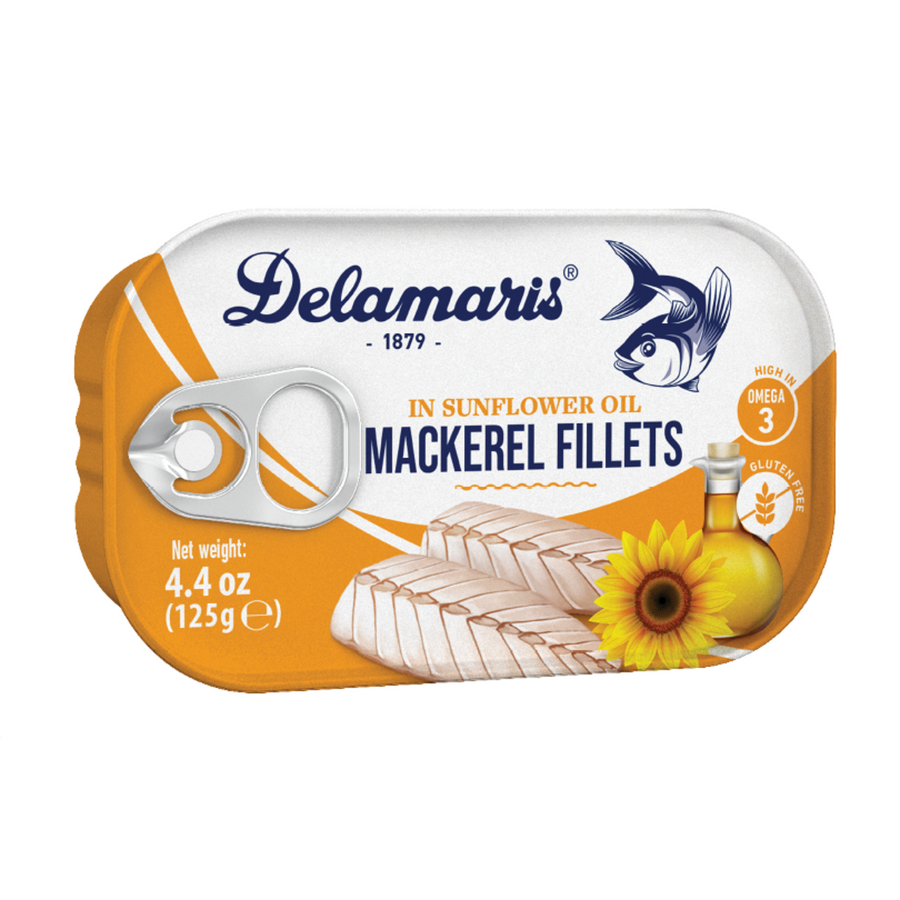 Delamaris Mackerel fillets in sunflower oil | Fileti skuše u suncokretovom ulju 125g - Magaza Online