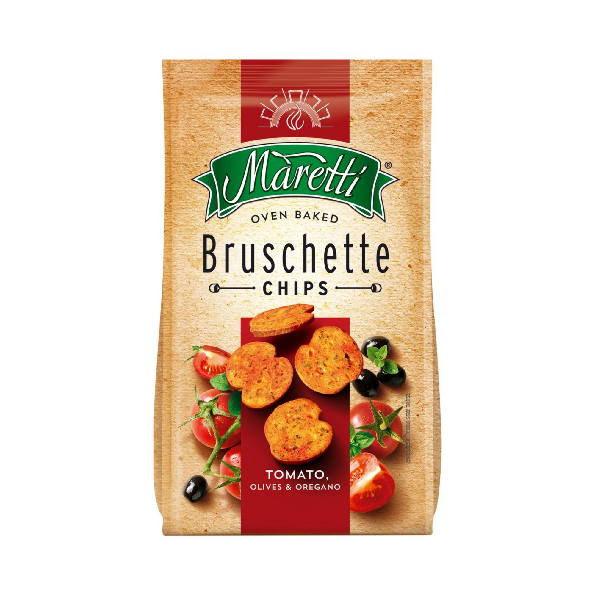 Maretti Bruschette chips Tomato, olives & oregano | Bruskete sa paradajzom, maslinama i origanom 70g - Magaza Online
