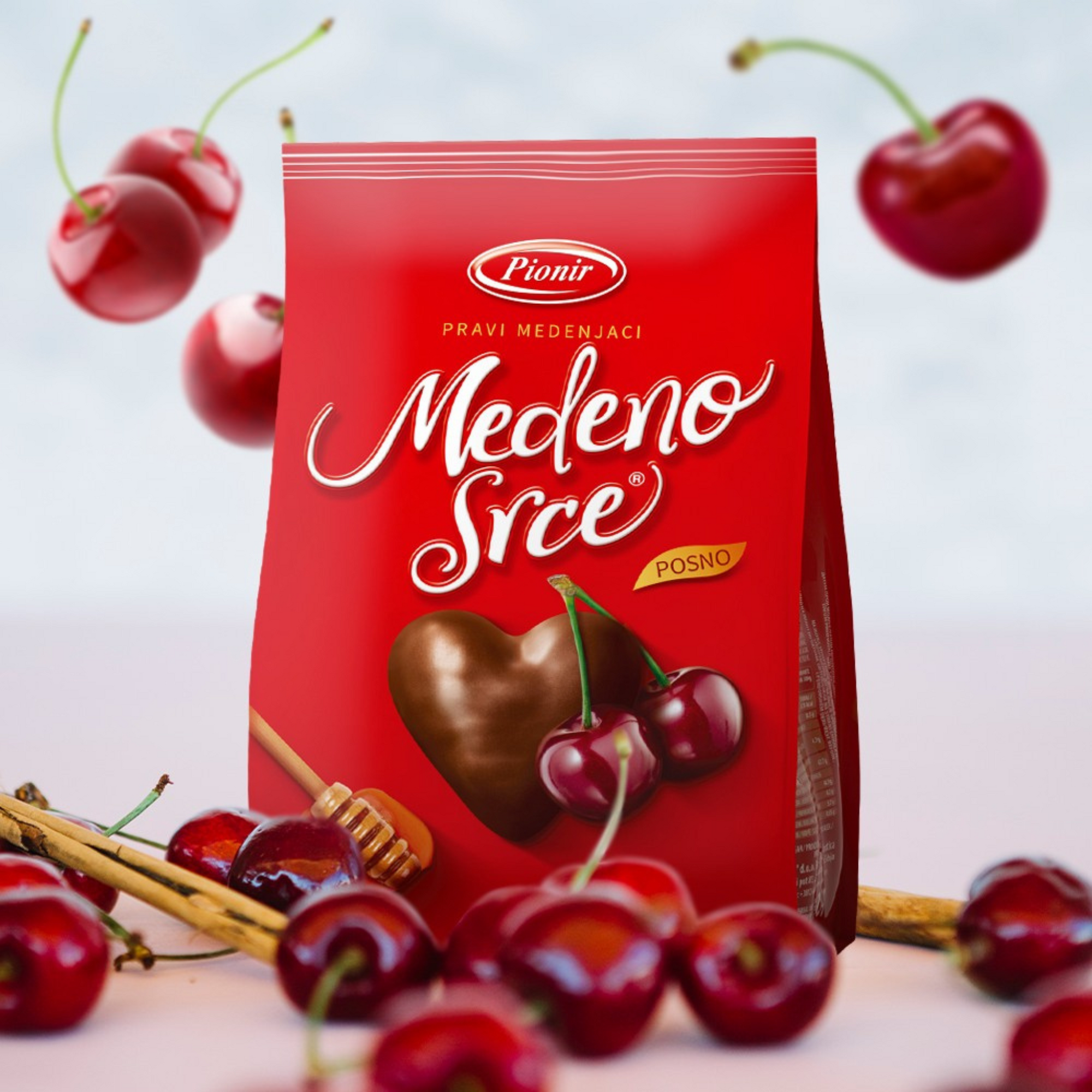Pionir Honey heart sour cherry | Medeno srce višnja 350g - Magaza Online