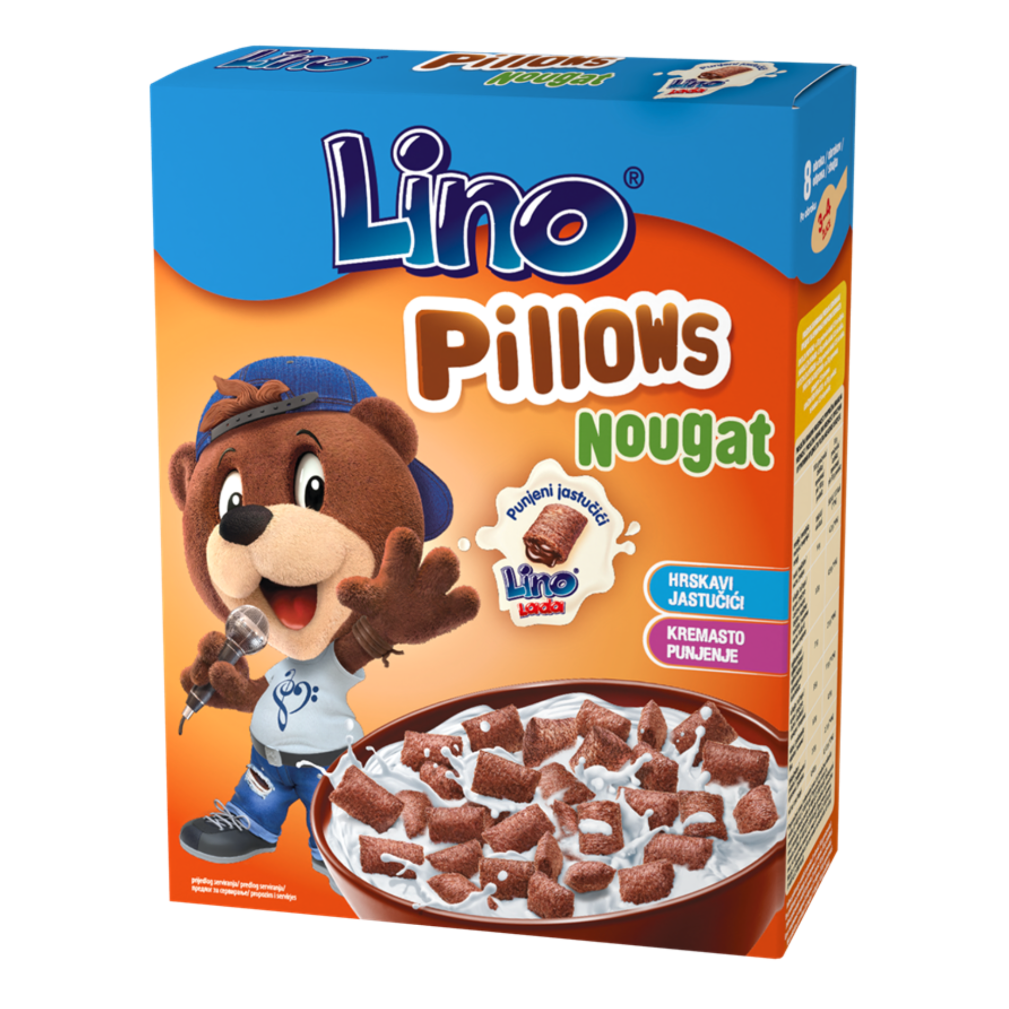 Podravka Lino Pillows cereals with nougat filling | Hrskavi jastučići sa nugat punjenjem 250g - Magaza Online