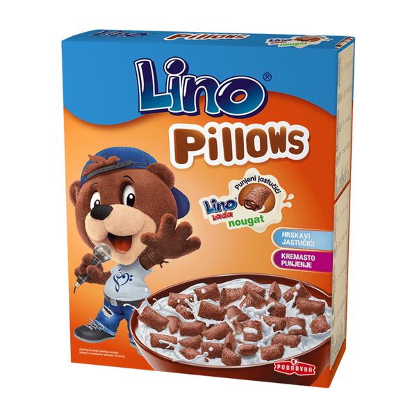 Podravka Lino Pillows cereals with nougat filling Hrskavi jastučići sa nugat punjenjem 250g
