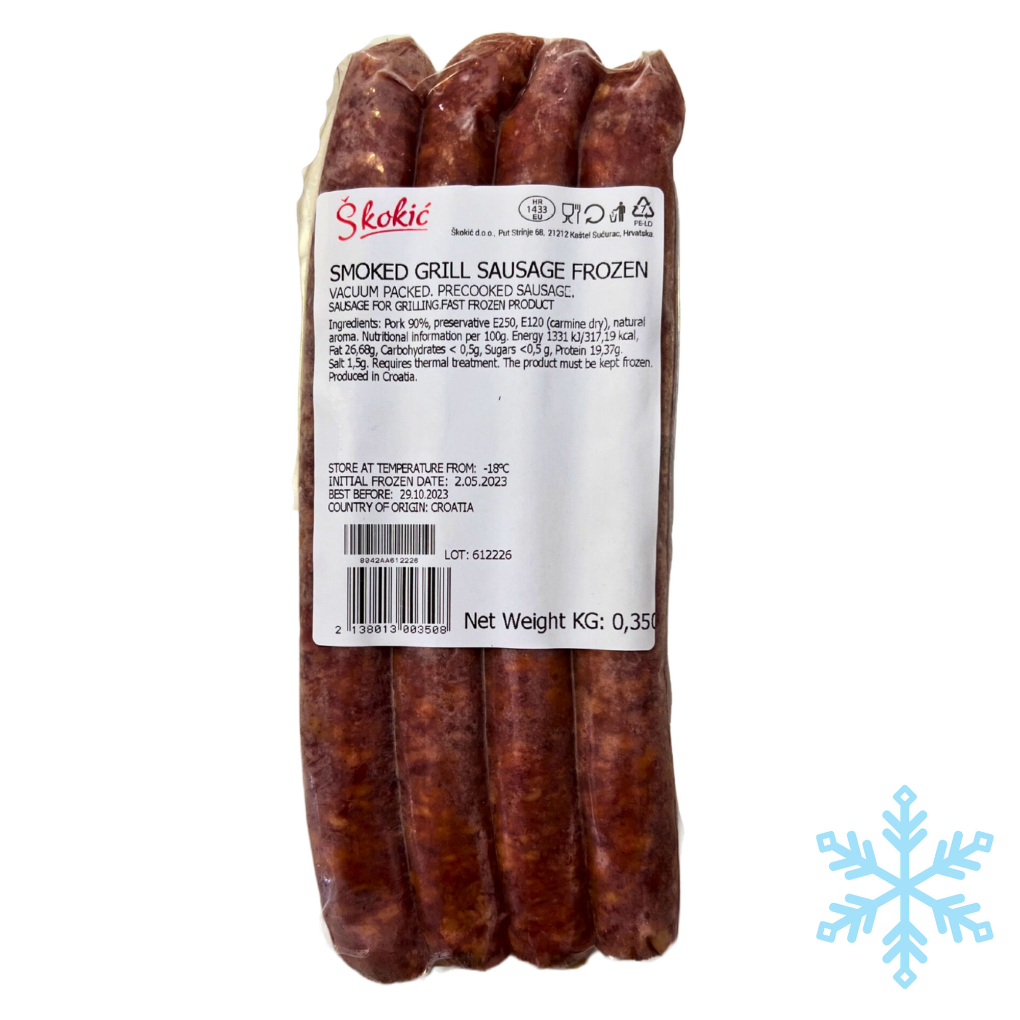 Dalmatinka Škokić Smoked BBQ sausage | Dimljena roštiljska kobasica avg. 300g - Magaza Online