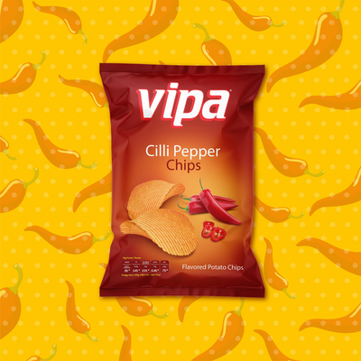 Vipa Chilli pepper ridge cut potato crisps | Rebrasti čili čips 140g