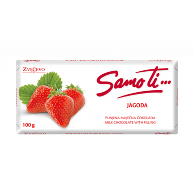 Zvečevo Milk chocolate with strawberry filling | Mliječna čokolada sa jagodom 100g - Magaza Online