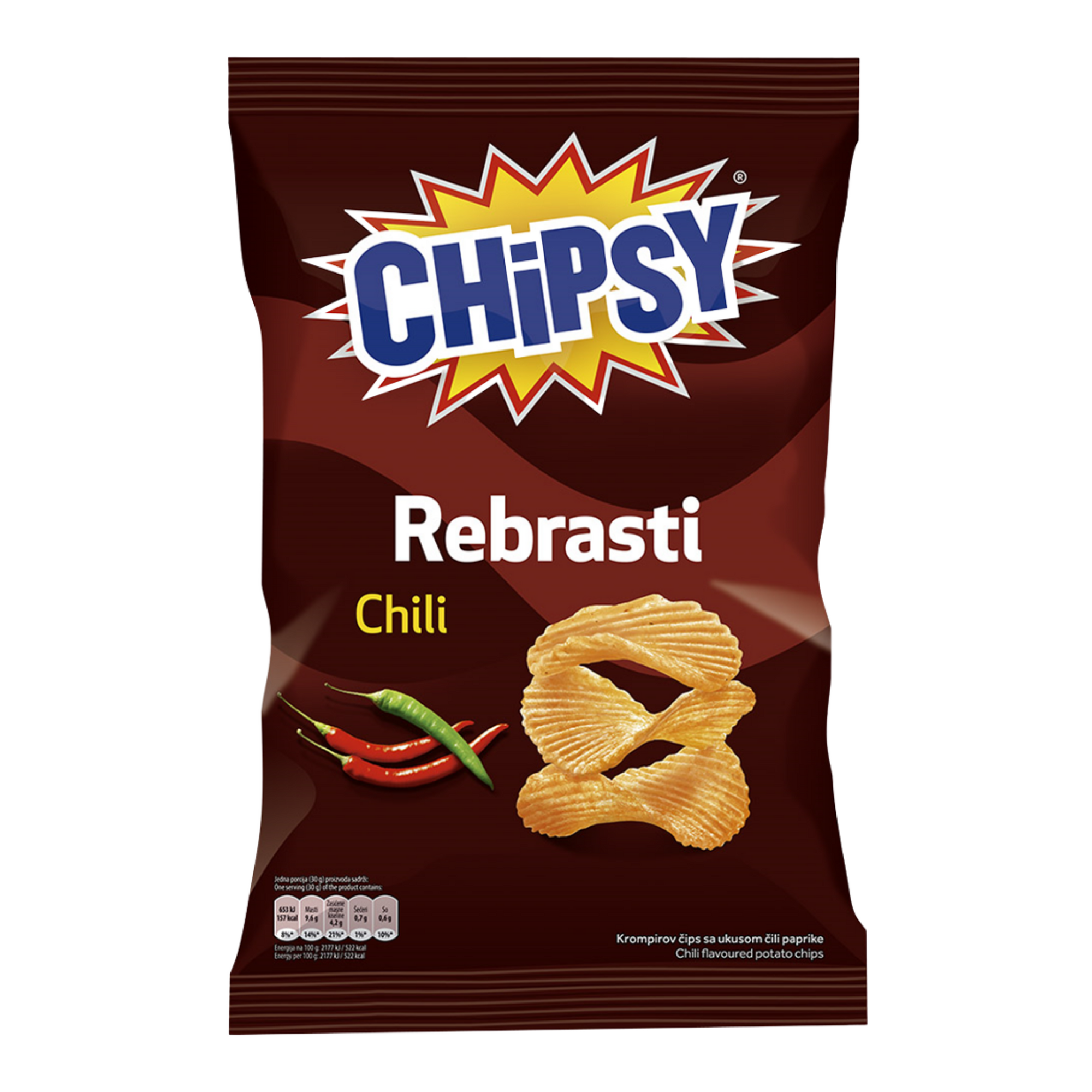 Marbo Chipsy Ridge cut chilli potato crisps | Rebrasti čili čips 140g ...